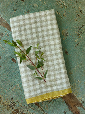 Two-Tone Gingham Towel, Natural/Dijon