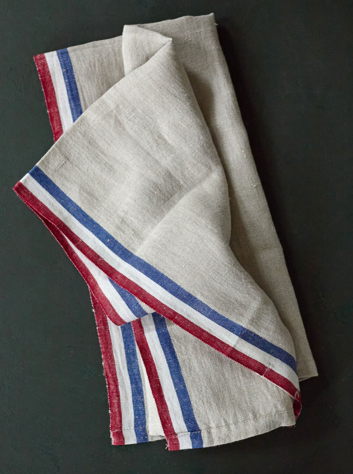 Linen Tea Towel, Red & Blue