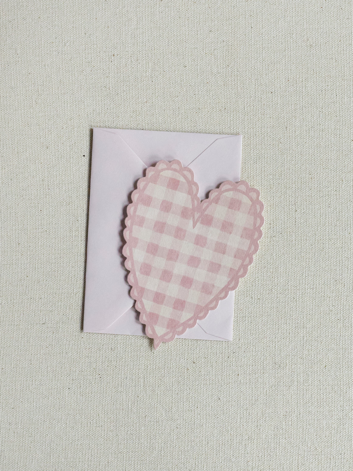 Pink Gingham Heart Mini Card