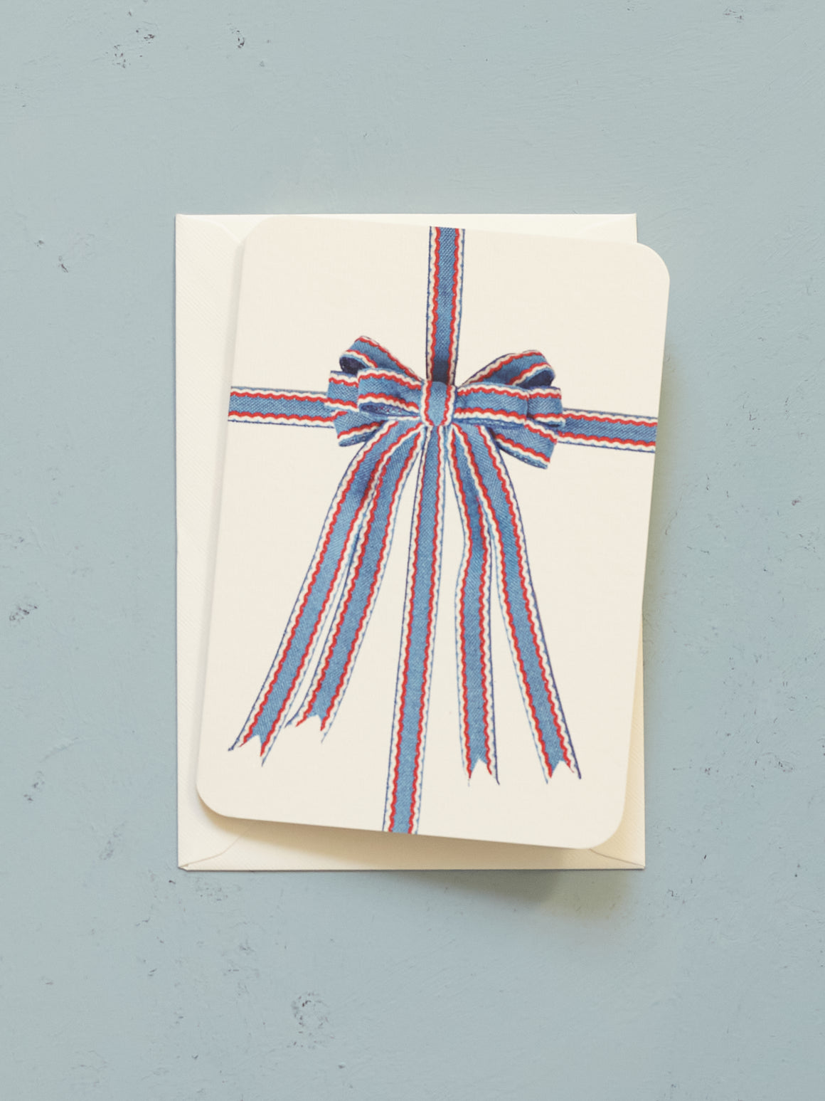 Blue, Red & White Bow Card