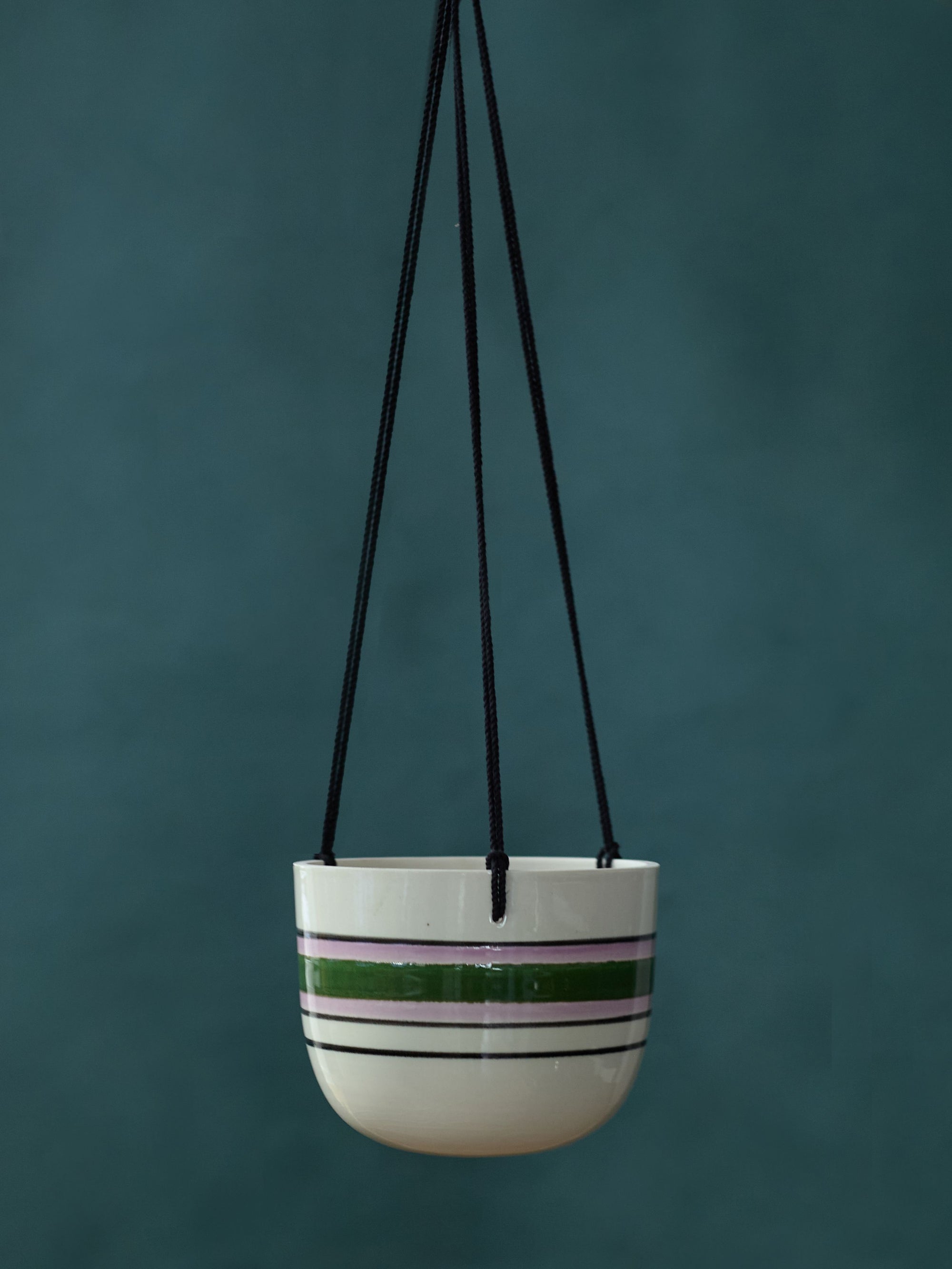 Striped Anniversary Hanging Planter, Rider Ceramics