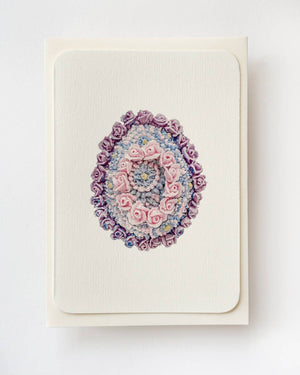 Rose Royal Icing Egg Greeting Card