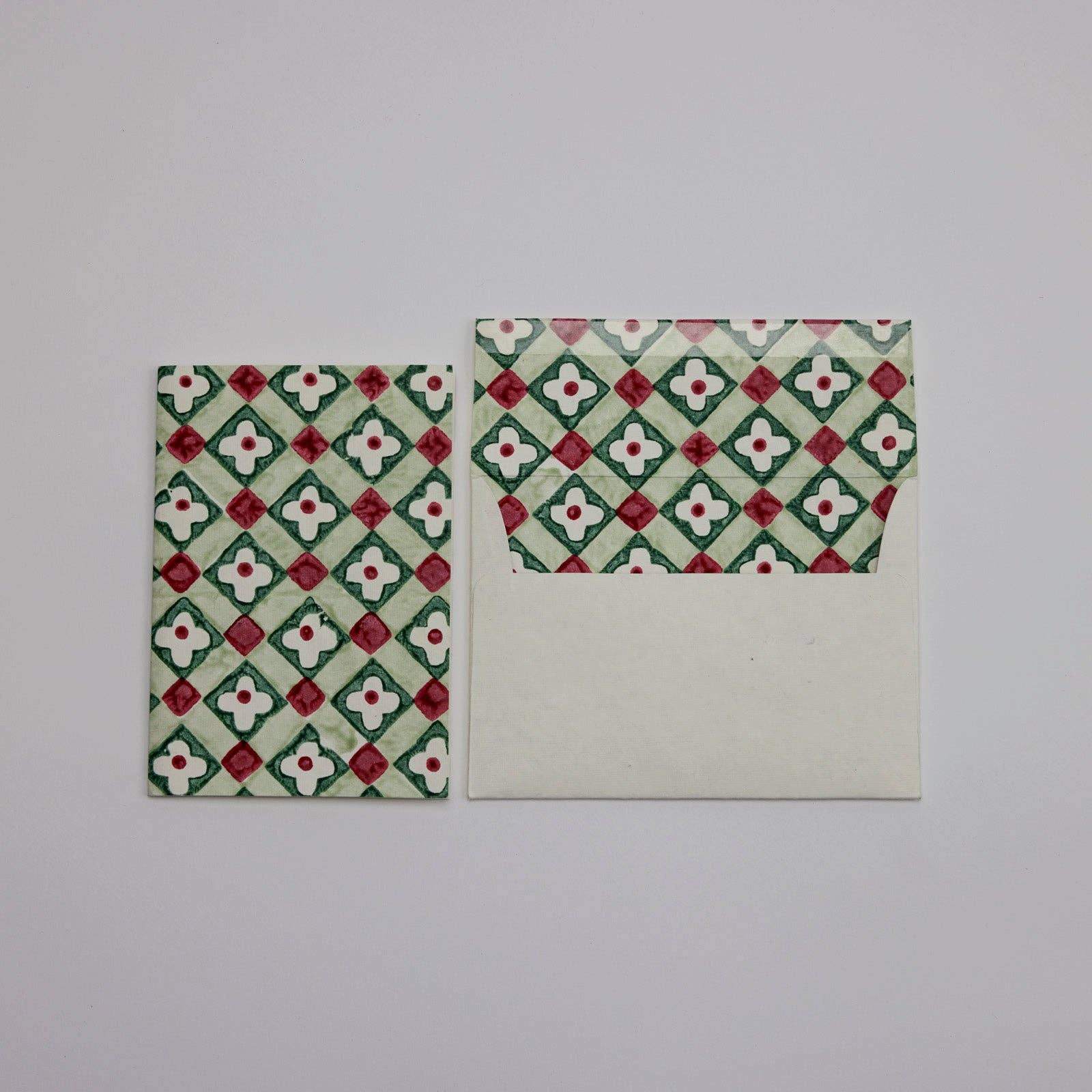Sage Floral Checks Card