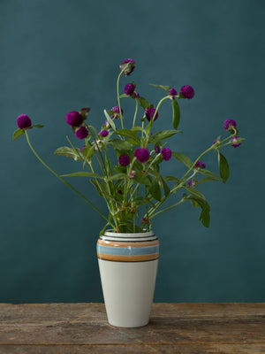 Striped Orange Anniversary Vase, Rider Ceramics