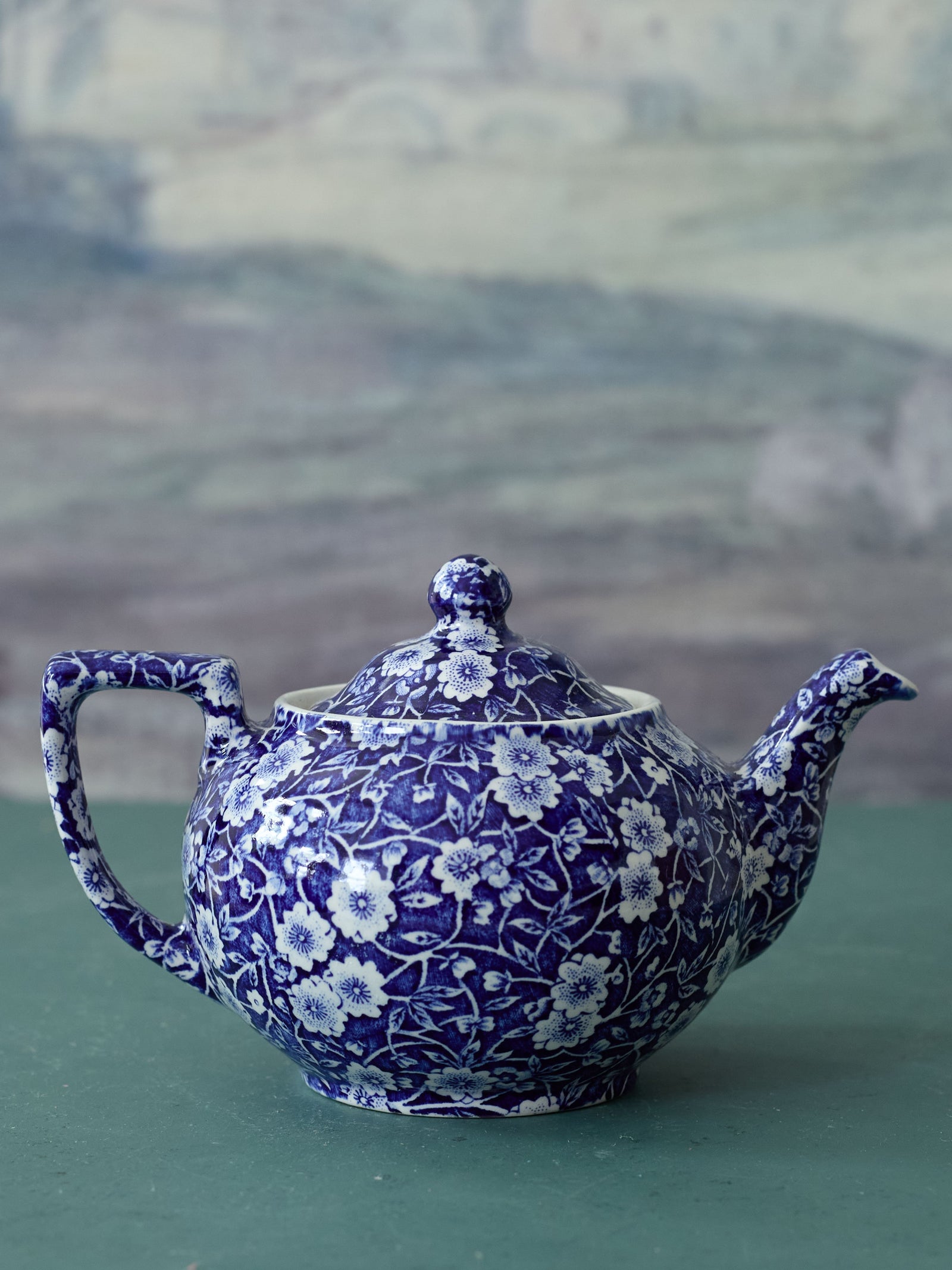 Burleigh Teapot, Blue Calico