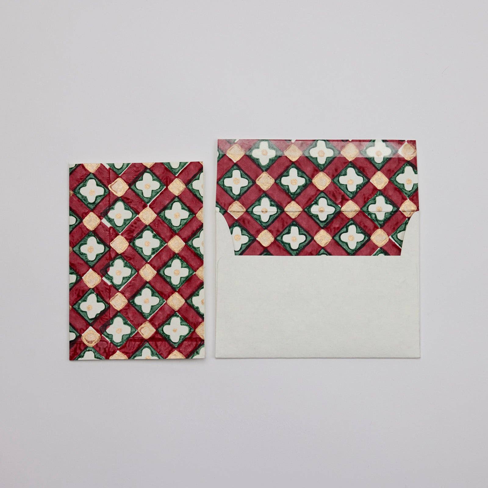 Scarlet Floral Checks Card