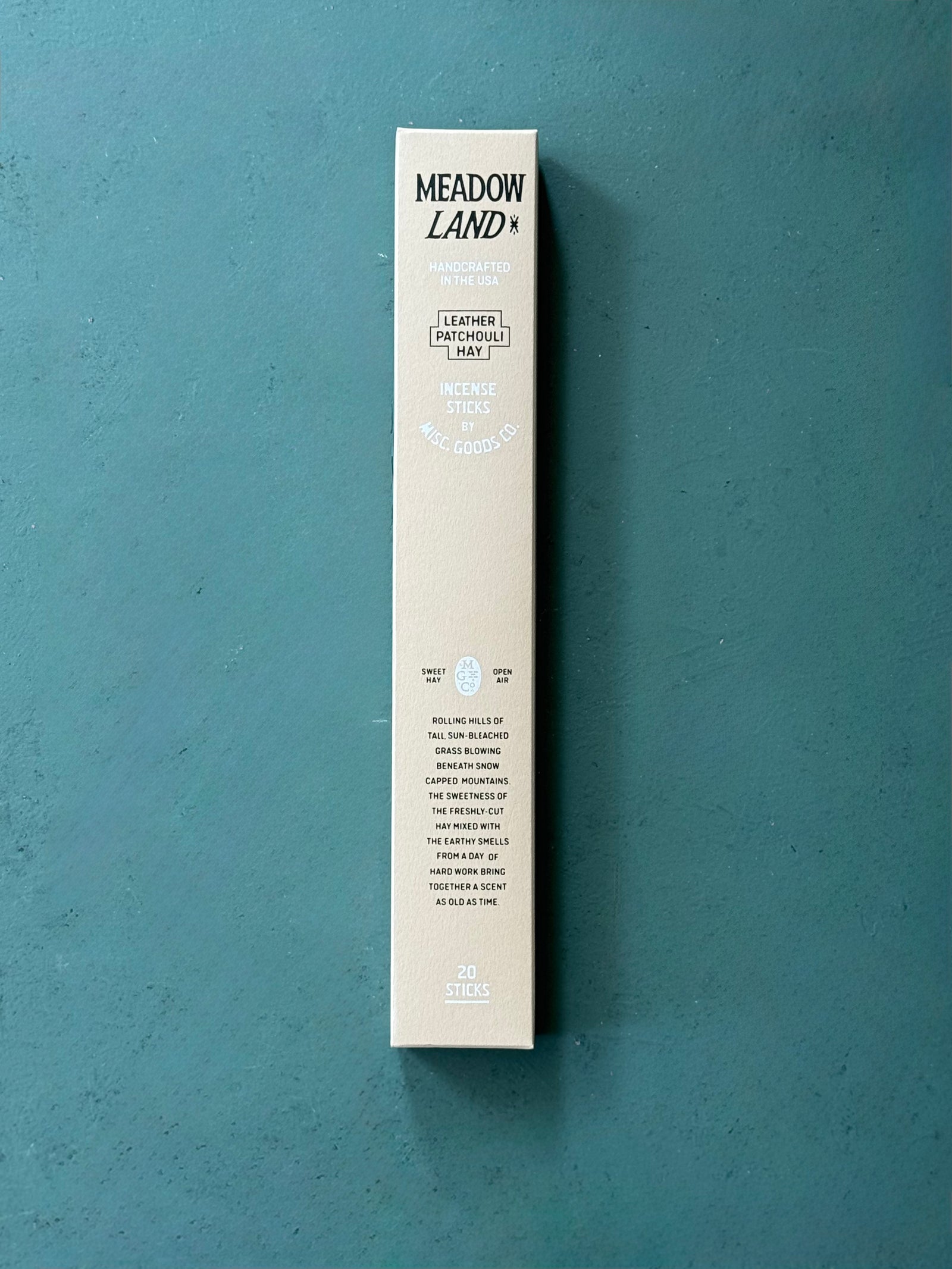 Meadowland Incense Sticks – Grass, Cedar & Patchouli | Slow Burning, 20-Pack