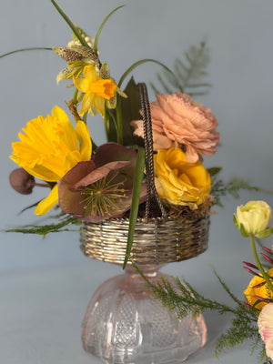 Mini Silver Basket Floral Arrangement