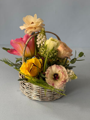 Mini Silver Basket Floral Arrangement
