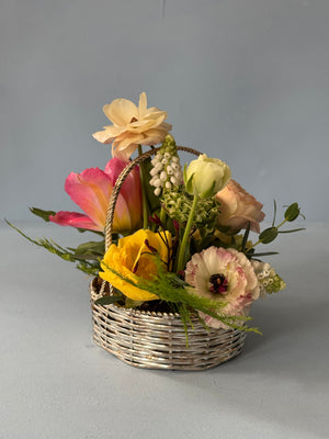 Mini Silver Basket Floral Arrangement