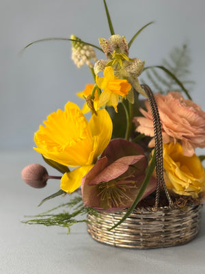 Mini Silver Basket Floral Arrangement