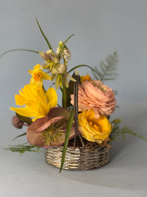 Mini Silver Basket Floral Arrangement