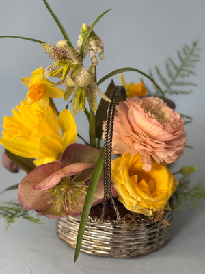 Mini Silver Basket Floral Arrangement