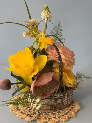Mini Silver Basket Floral Arrangement