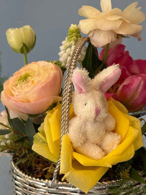 Mini Silver Basket Floral Arrangement
