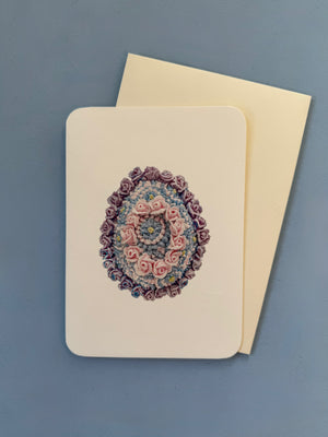Rose Royal Icing Egg Greeting Card