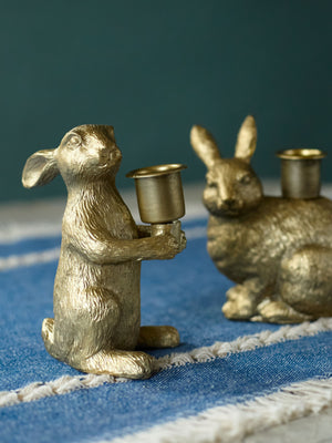 Gold Bunny Candle Holder