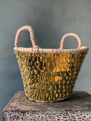 Gold Sequin Moroccan Straw Bag