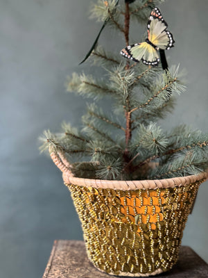 Gold Sequin Moroccan Straw Bag