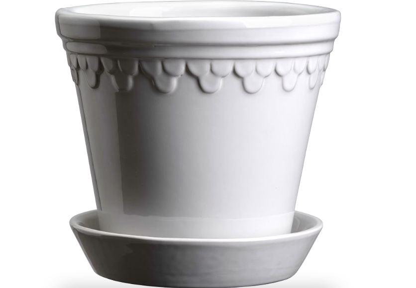 Glazed Castle Pot & Saucer, Bergs