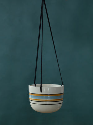 Striped Anniversary Hanging Planter, Rider Ceramics