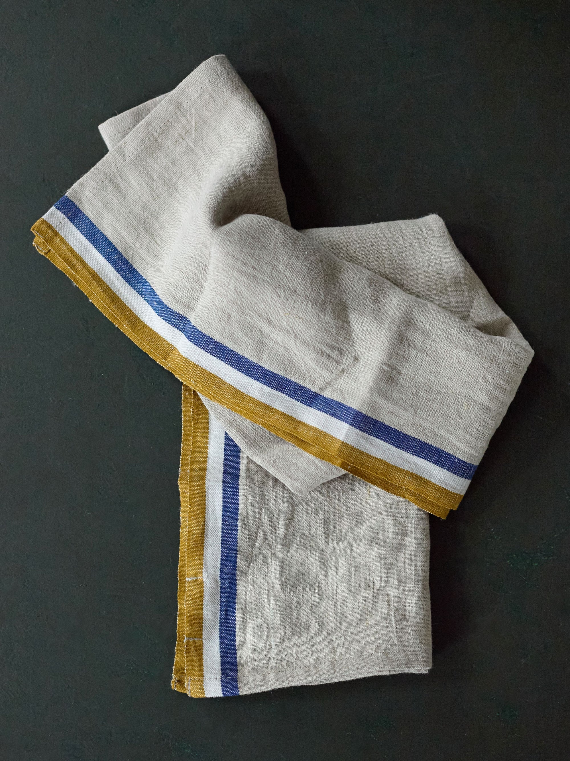 Tea Towel, Mustard & Blue