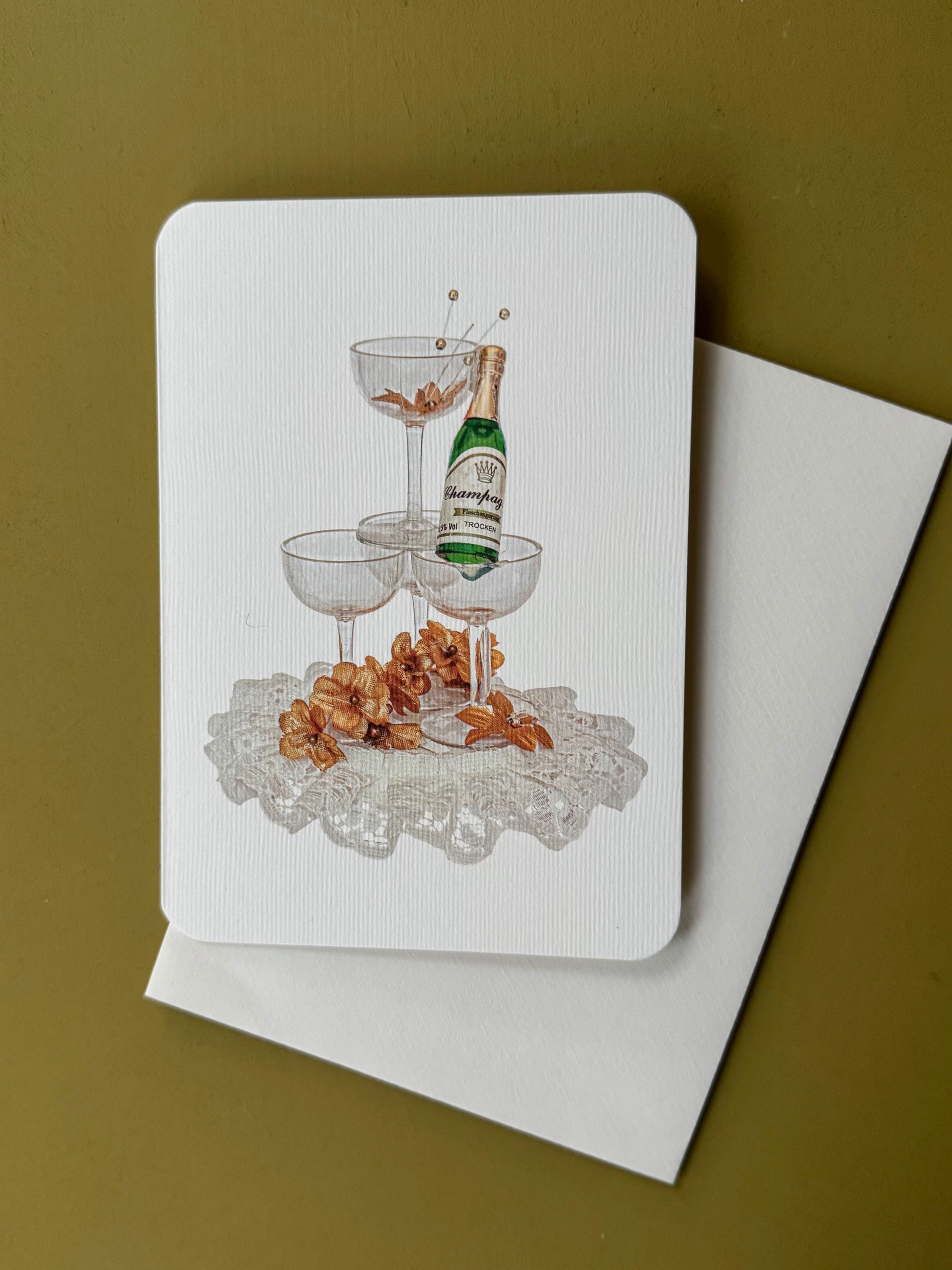 Wedding Cake Topper Champagne Card