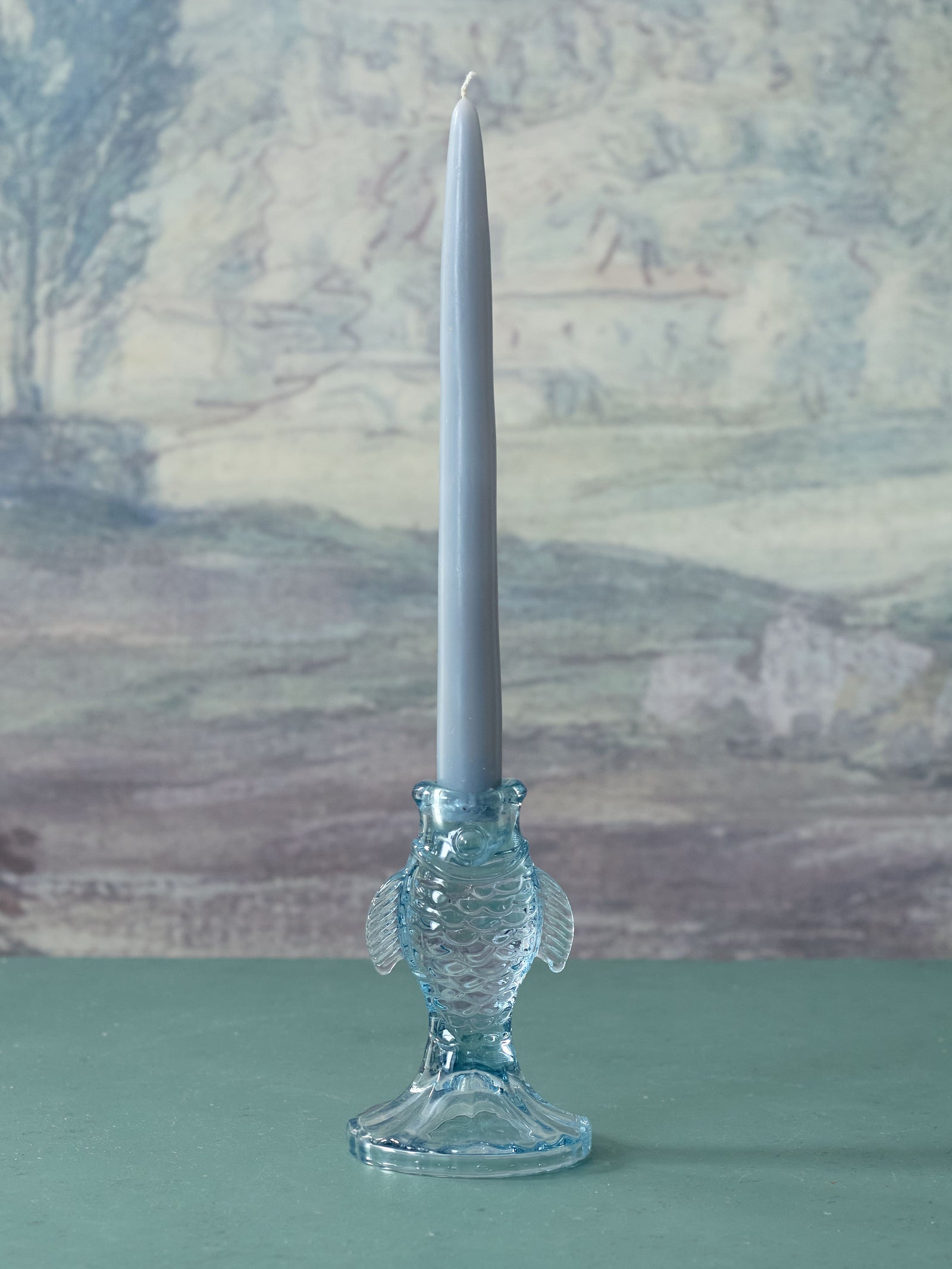 Glass Fish Candle Holder, Blue