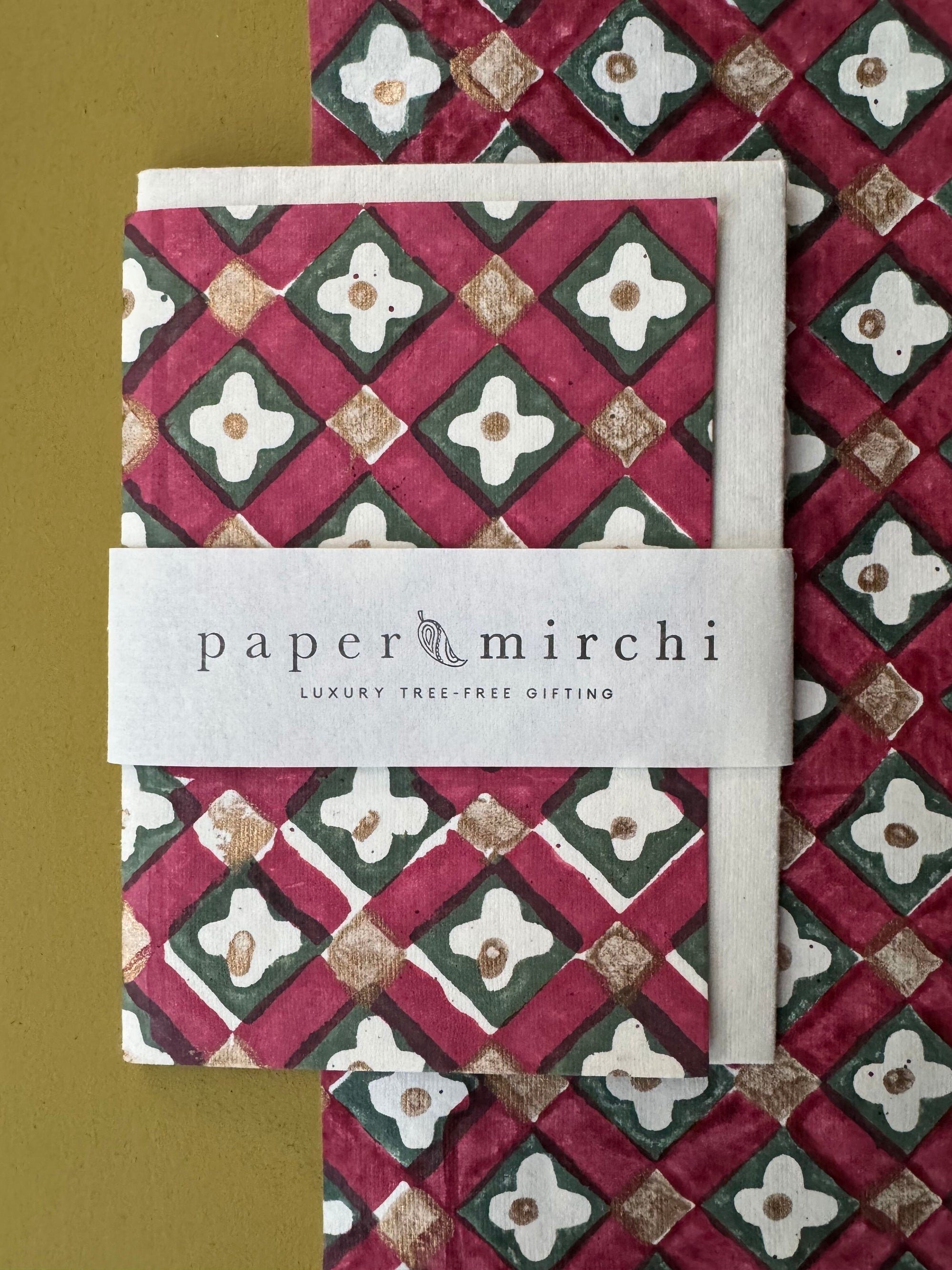 Scarlet Floral Checks Card