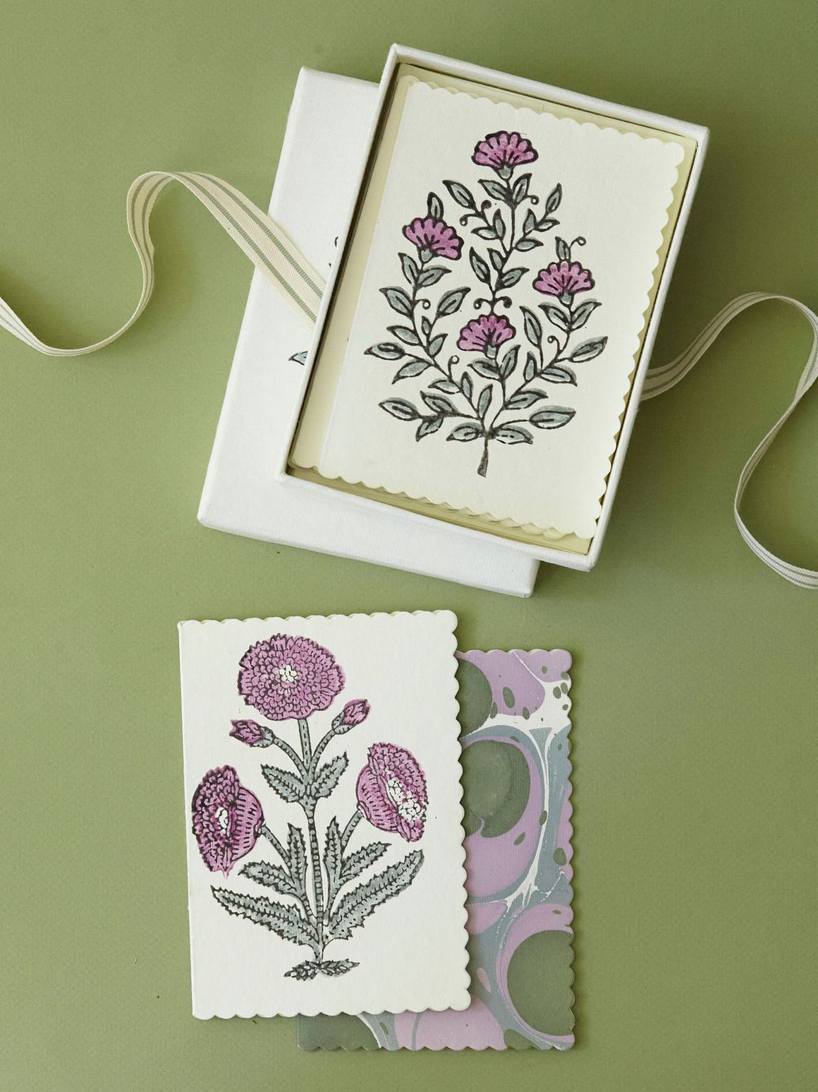 Boxed Artisan Notecard Set, Malika Lilac