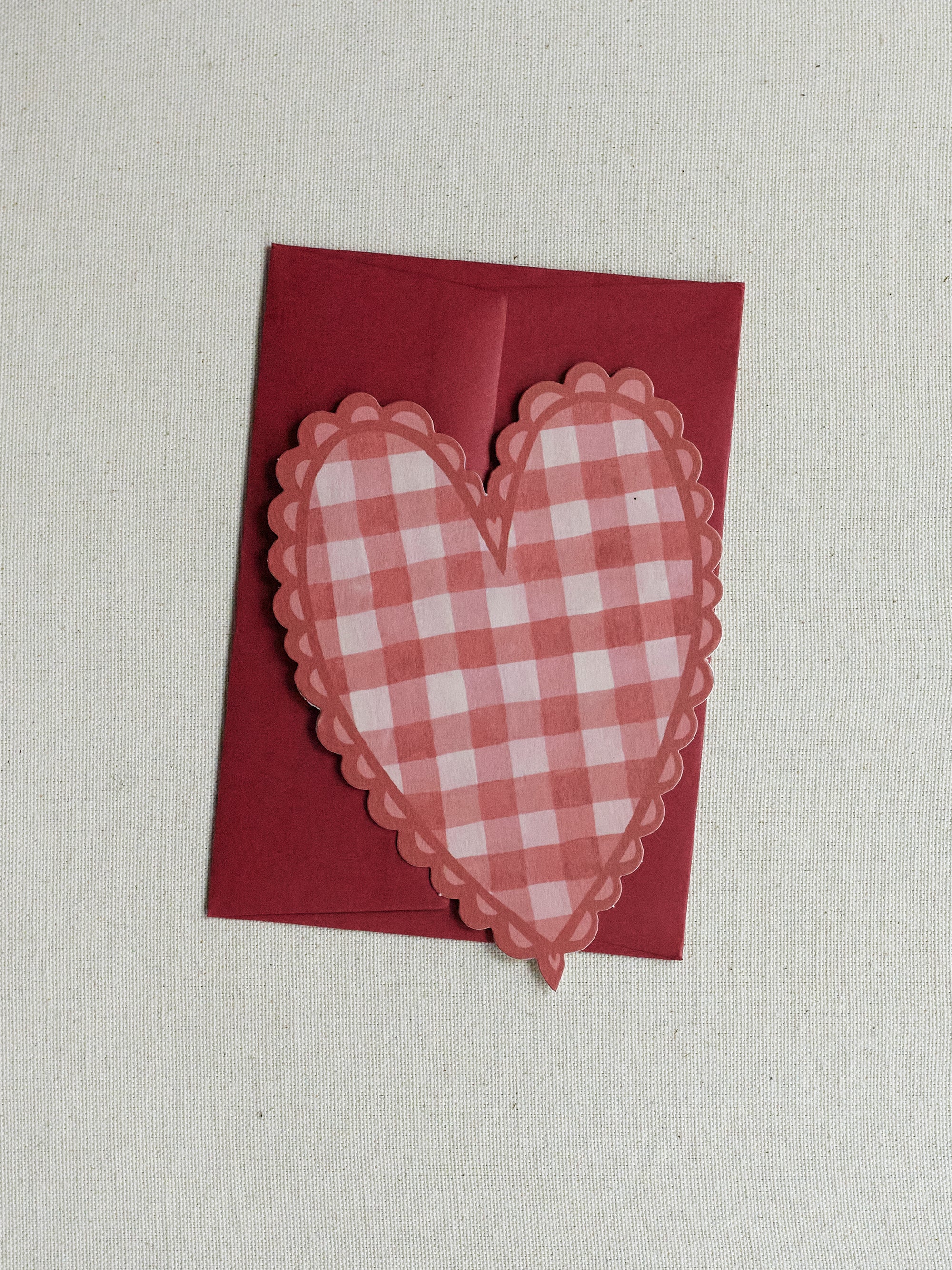 Red Gingham Heart Card